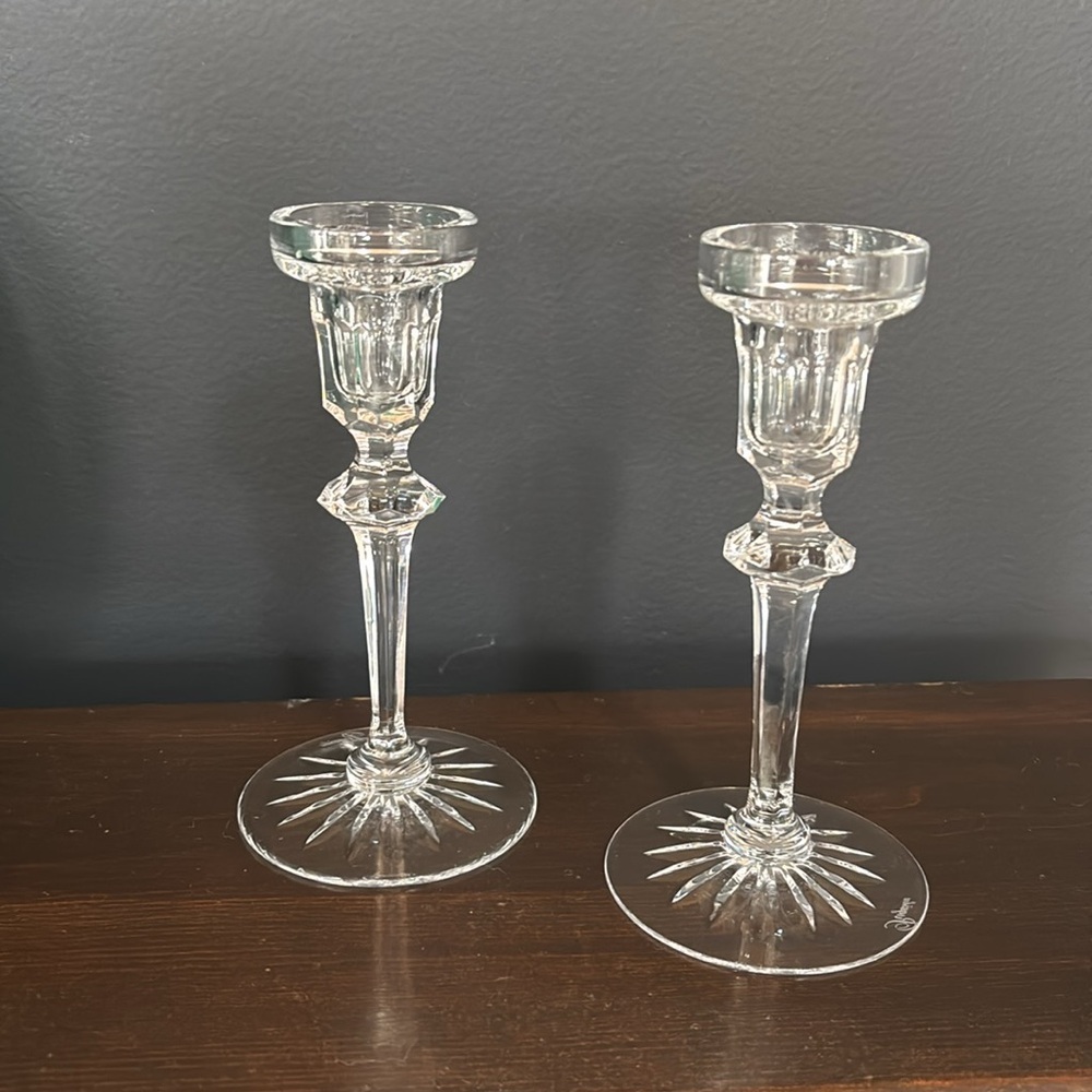 Rogaska Richmond Fine Crystal Candlesticks 6" Taper Candle Holders Set of 2